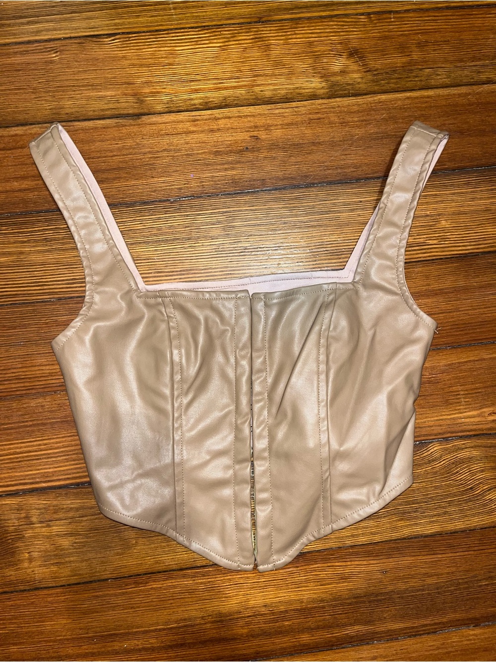 Princess Polly Brown Faux Leather Corset Crop Top